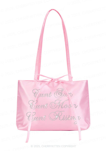 Rhinestone Sun Moon Rising Y2K Satin Bags Cherrykitten