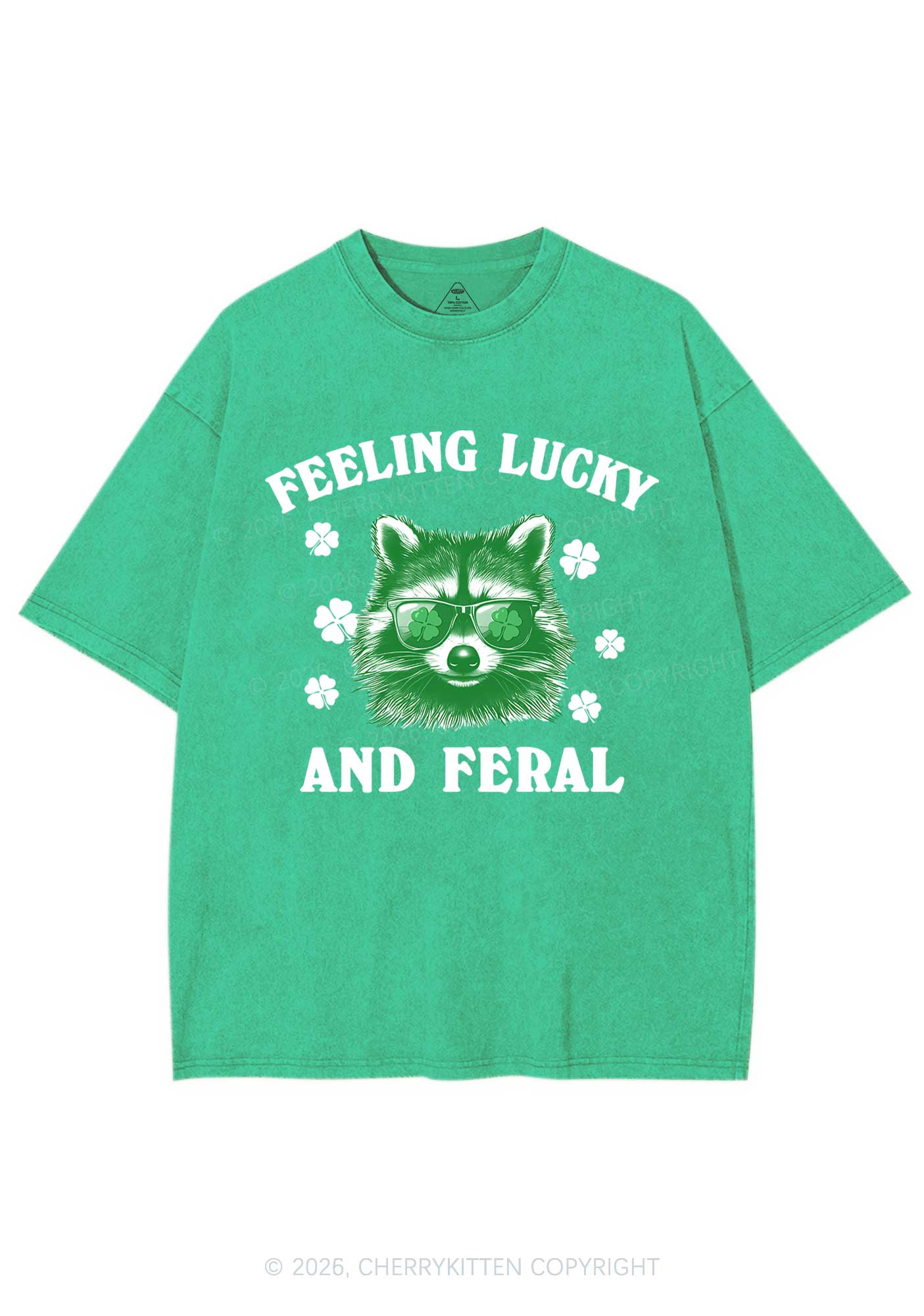 Feeling Lucky And Feral St Patricks Y2K Washed Tee Cherrykitten