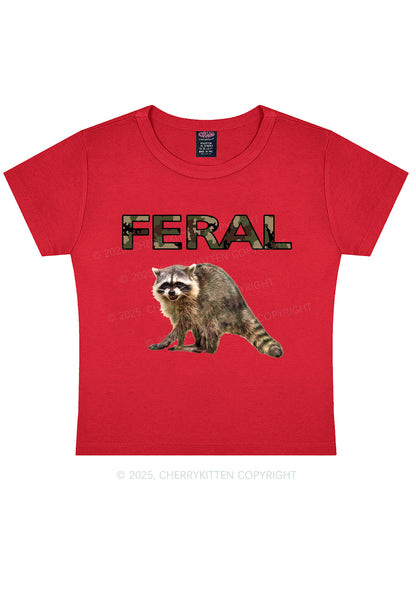 Feral Raccoon Y2K Baby Tee Cherrykitten