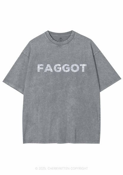 Glitter Faggot Pride Y2K Shirts Washed Tee Cherrykitten