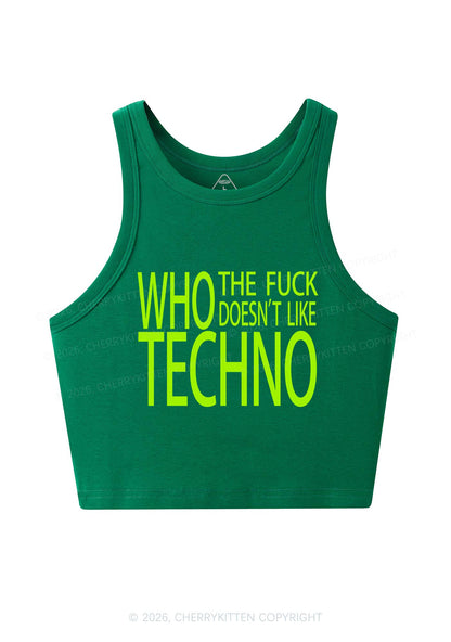 Who Doesnt Like Techno Y2K Crop Tank Top Cherrykitten