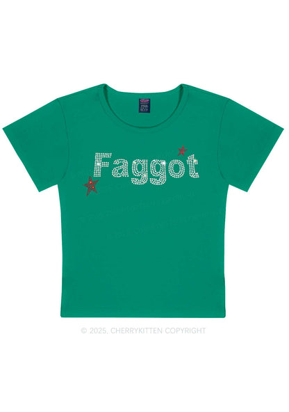 Rhinestone Faggot Pride Y2K Baby Tee Cherrykitten