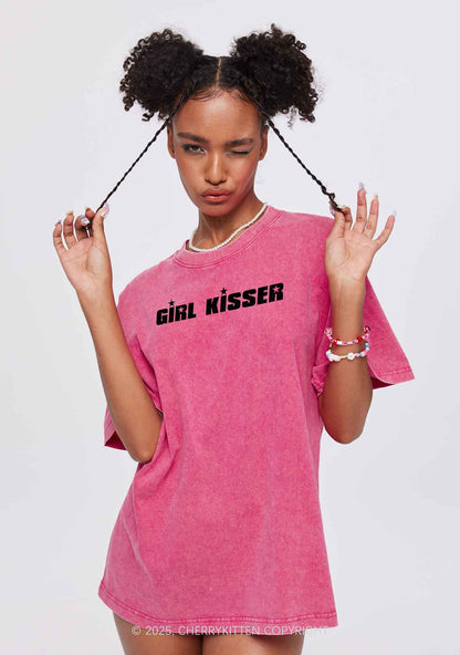 Girl Kisser Star Y2K Shirts Washed Tee Cherrykitten
