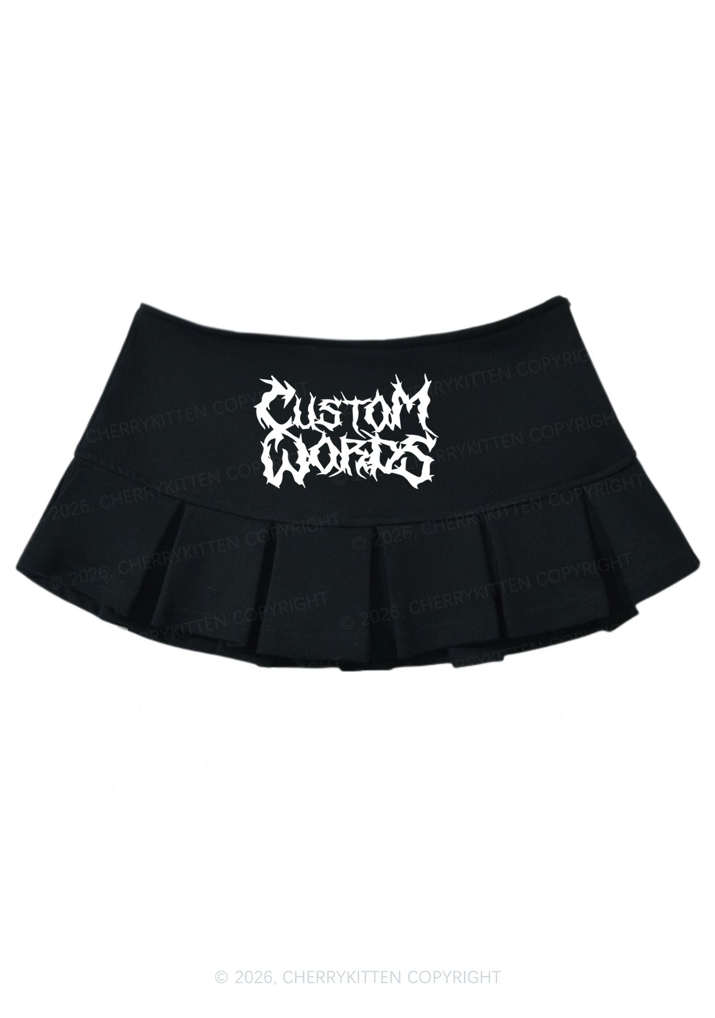 Custom Text Punk Font Y2K Mini Pleated Skirts Cherrykitten