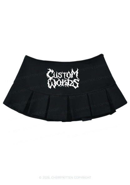 Custom Text Punk Font Y2K Mini Pleated Skirts Cherrykitten