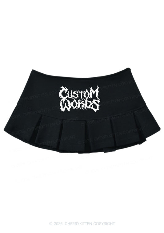 Custom Text Punk Font Y2K Mini Pleated Skirts Cherrykitten