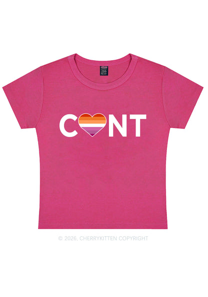 Lesbian Heart Cxxt Pride Y2K Baby Tee Cherrykitten