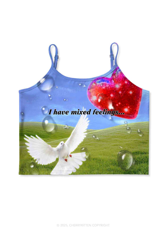 Dove And Mixed Feelings Y2K Print Cami Crop Top Cherrykitten