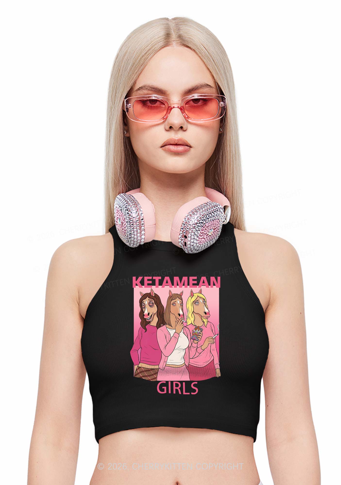 K Horse Girls Y2K Crop Tank Top Cherrykitten