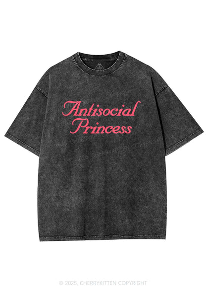 Antisocial Princess Y2K Shirts Washed Tee Cherrykitten