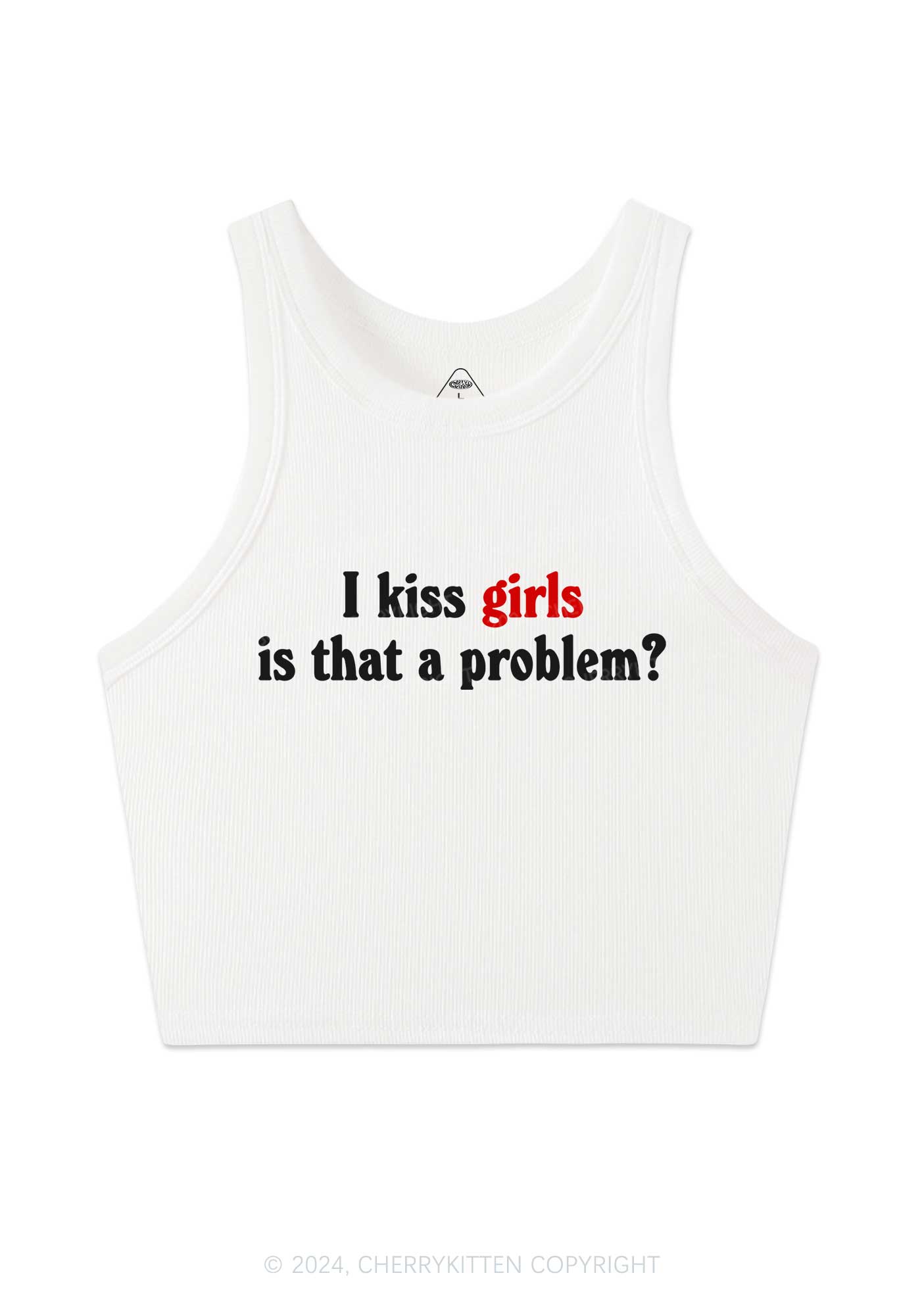 I Kiss Girls Y2K Crop Tank Top Cherrykitten