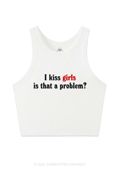I Kiss Girls Y2K Crop Tank Top Cherrykitten