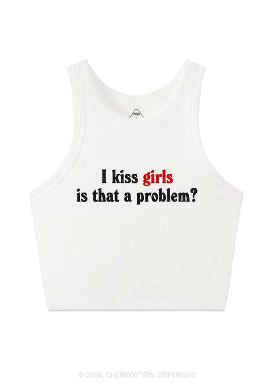 I Kiss Girls Y2K Crop Tank Top Cherrykitten
