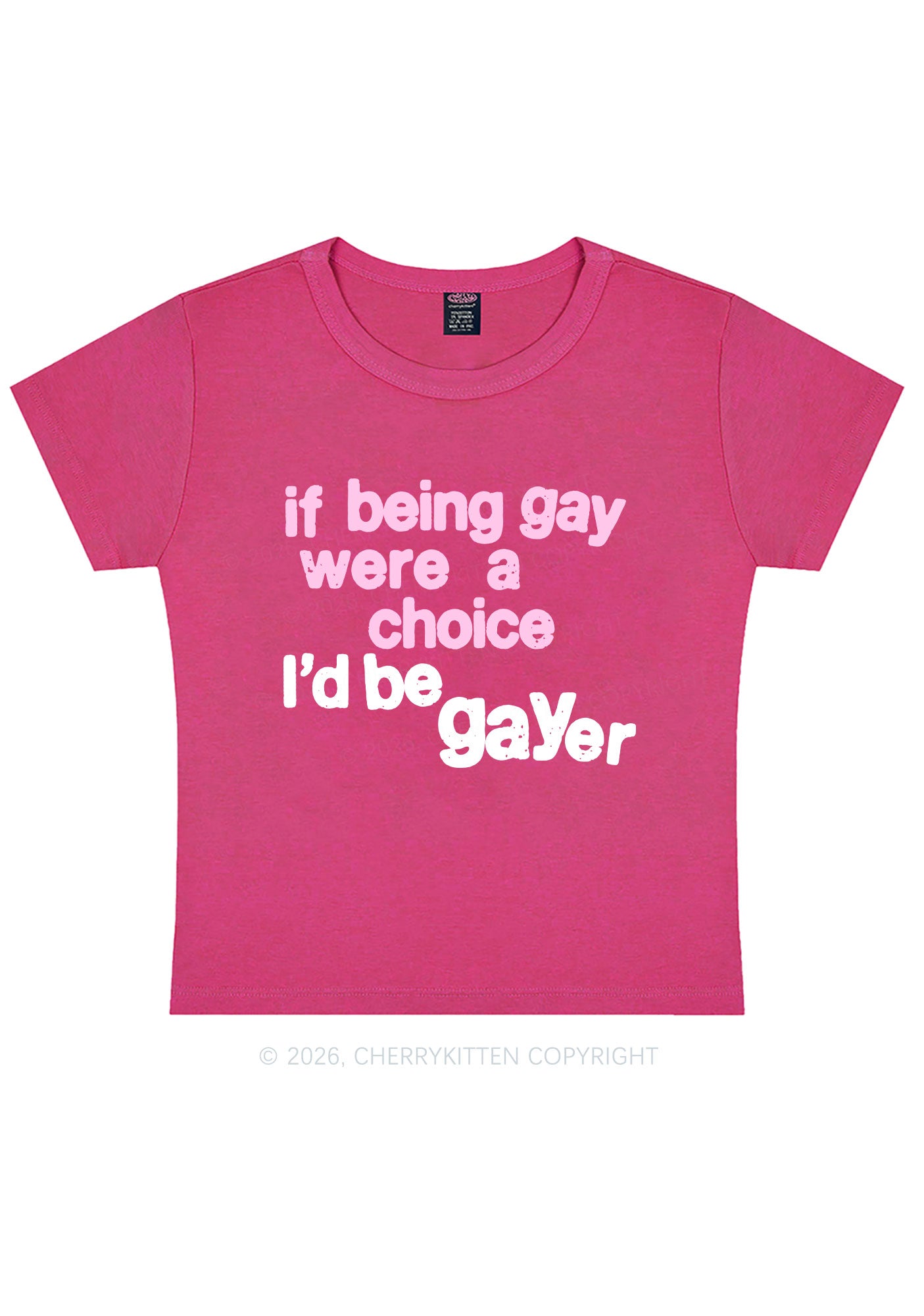 I Would Be Gayer Pride Y2K Baby Tee Cherrykitten