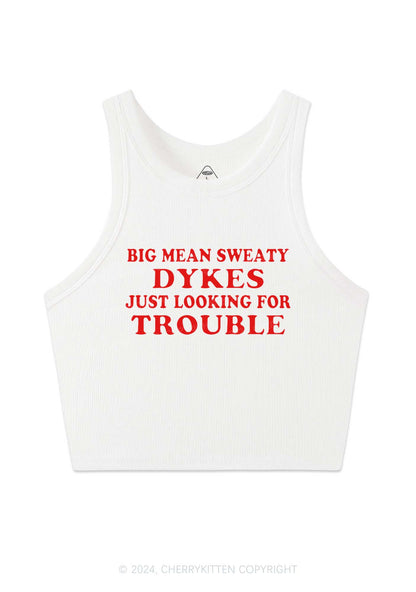 Dykes Trouble Y2K Crop Tank Top Cherrykitten