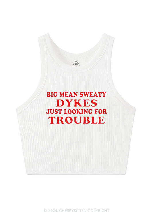 Dykes Trouble Y2K Crop Tank Top Cherrykitten