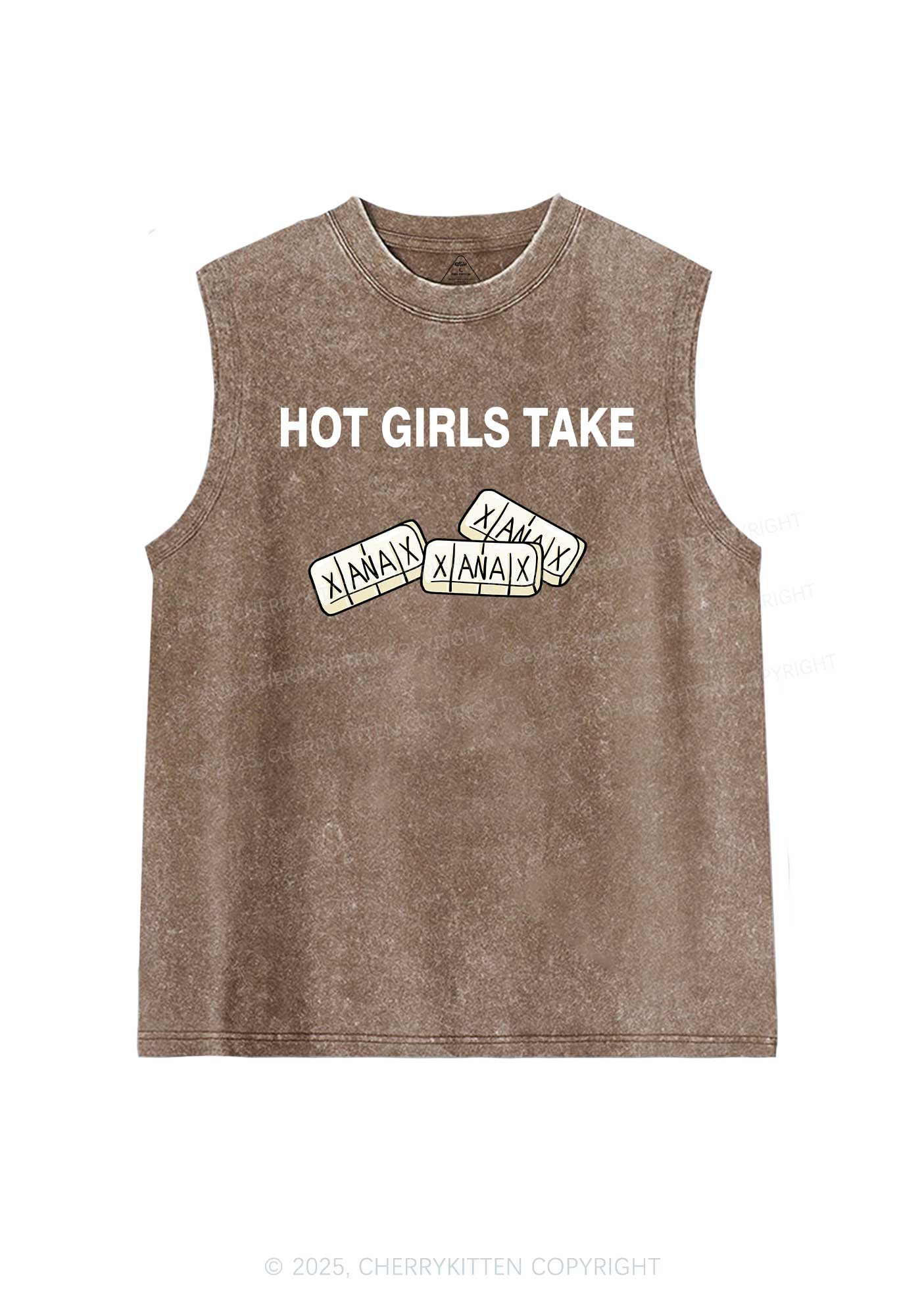 Hot Girls Take Xanax Y2K Washed Muscle Tank Cherrykitten