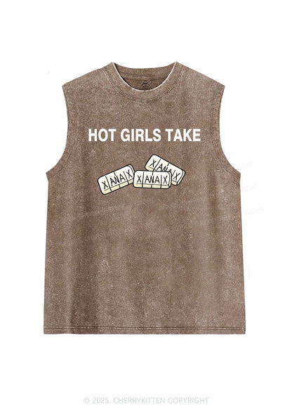 Hot Girls Take Xanax Y2K Washed Muscle Tank Cherrykitten