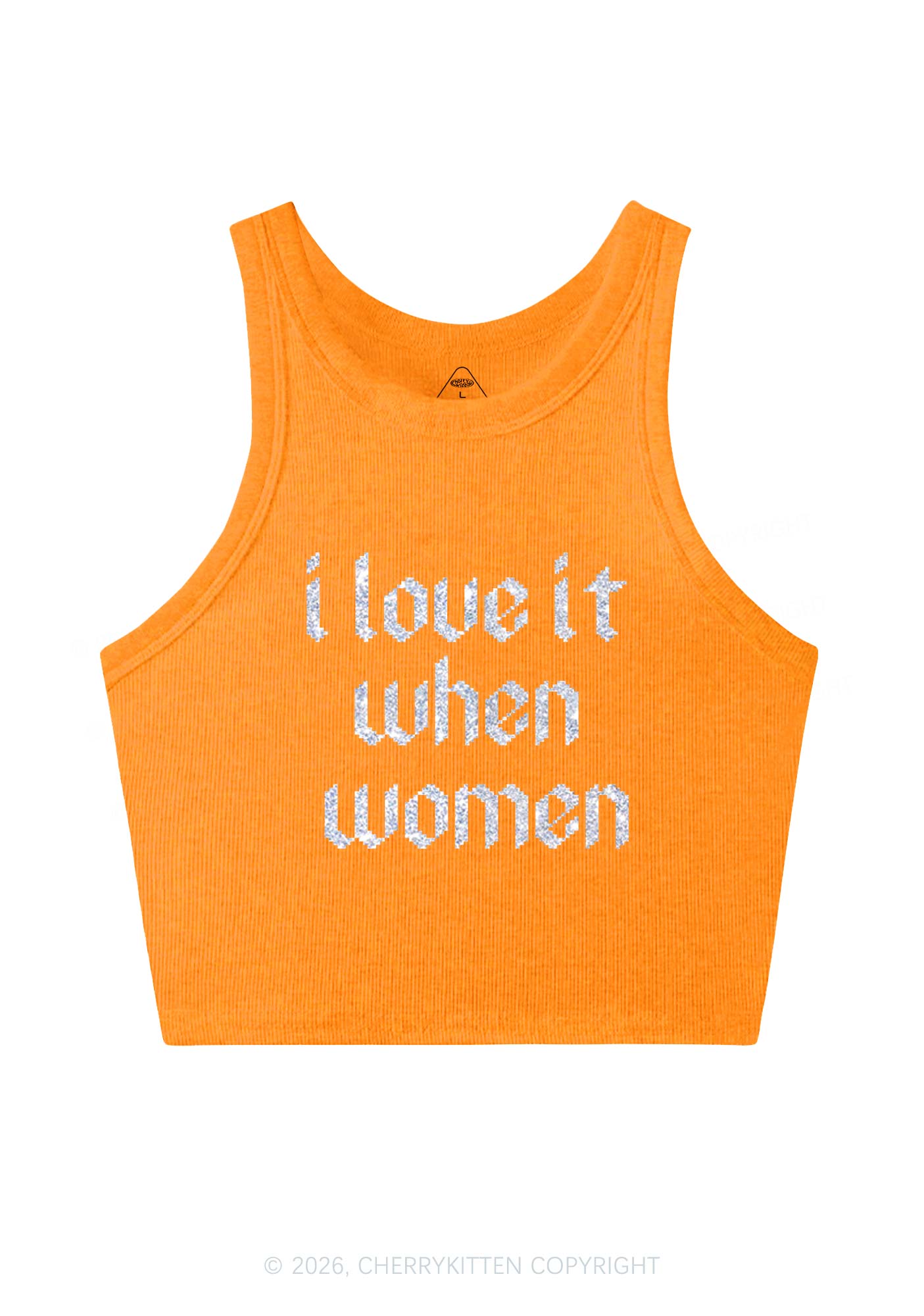 Glitter I Love It When Women Pride Y2K Crop Tank Top Cherrykitten