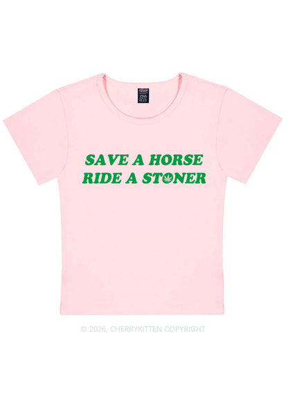 Save Horse Ride Stoner Y2K Baby Tee Cherrykitten
