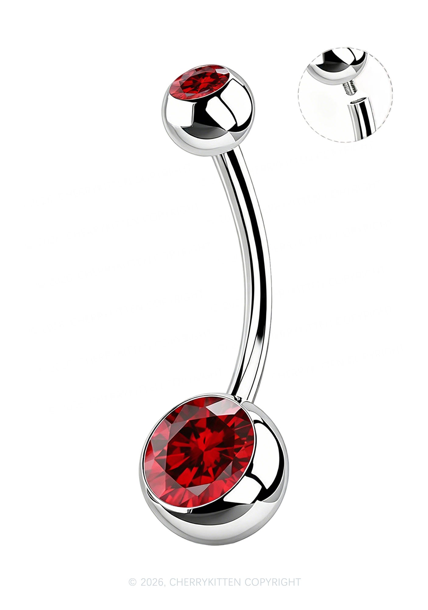 1pc Titanium Double Gemmed Y2K Navel Piercing Cherrykitten