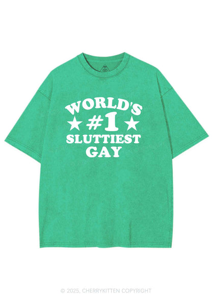 Worlds First Slxttiest Gay Pride Y2K Shirts Washed Tee Cherrykitten