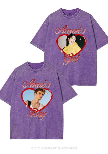 Custom Photo Heart Graphic Y2K Valentine's Day Washed Tee Cherrykitten