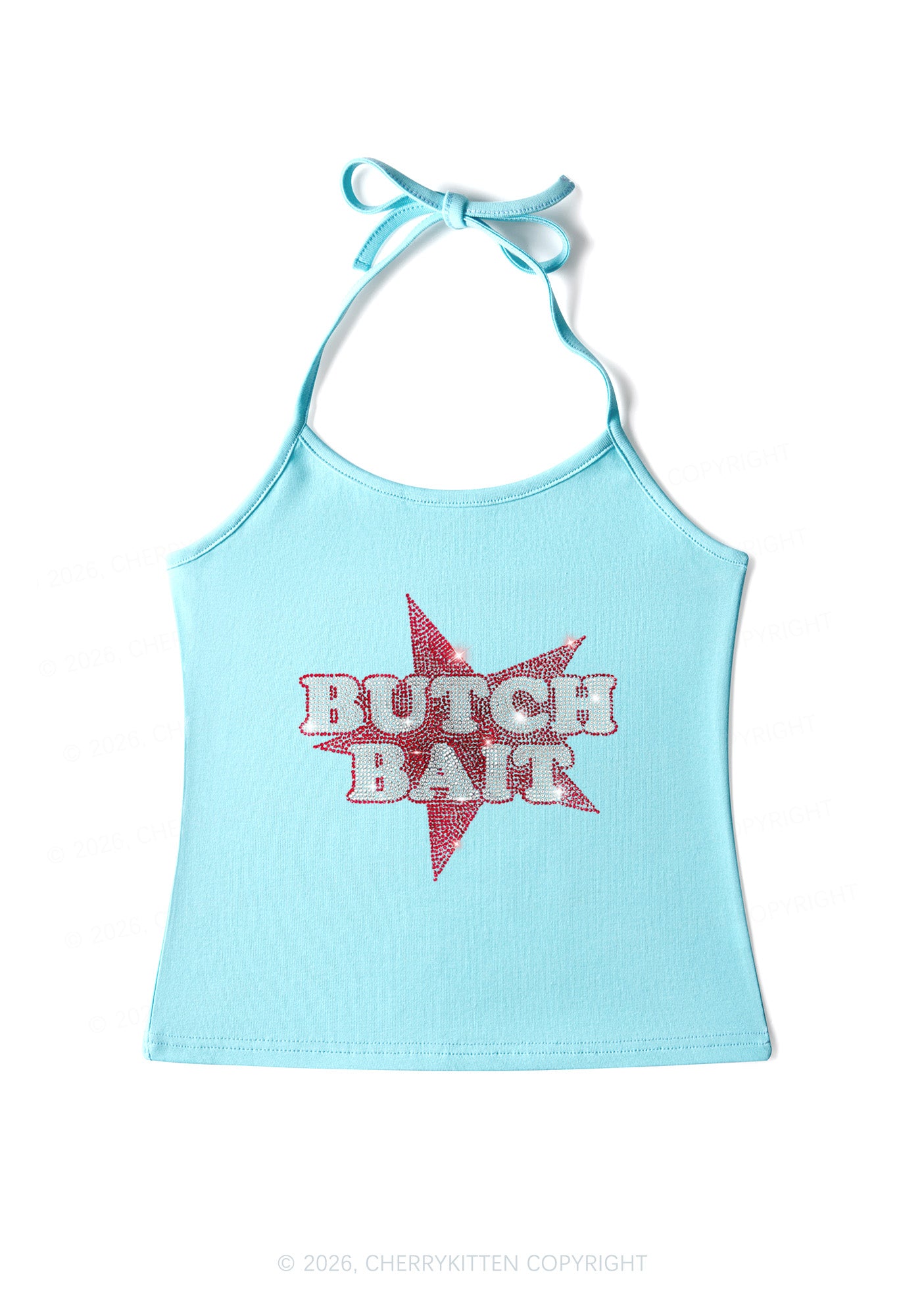 Rhinestone Butch Bait Pride Y2K Halter Neck Cami Cherrykitten