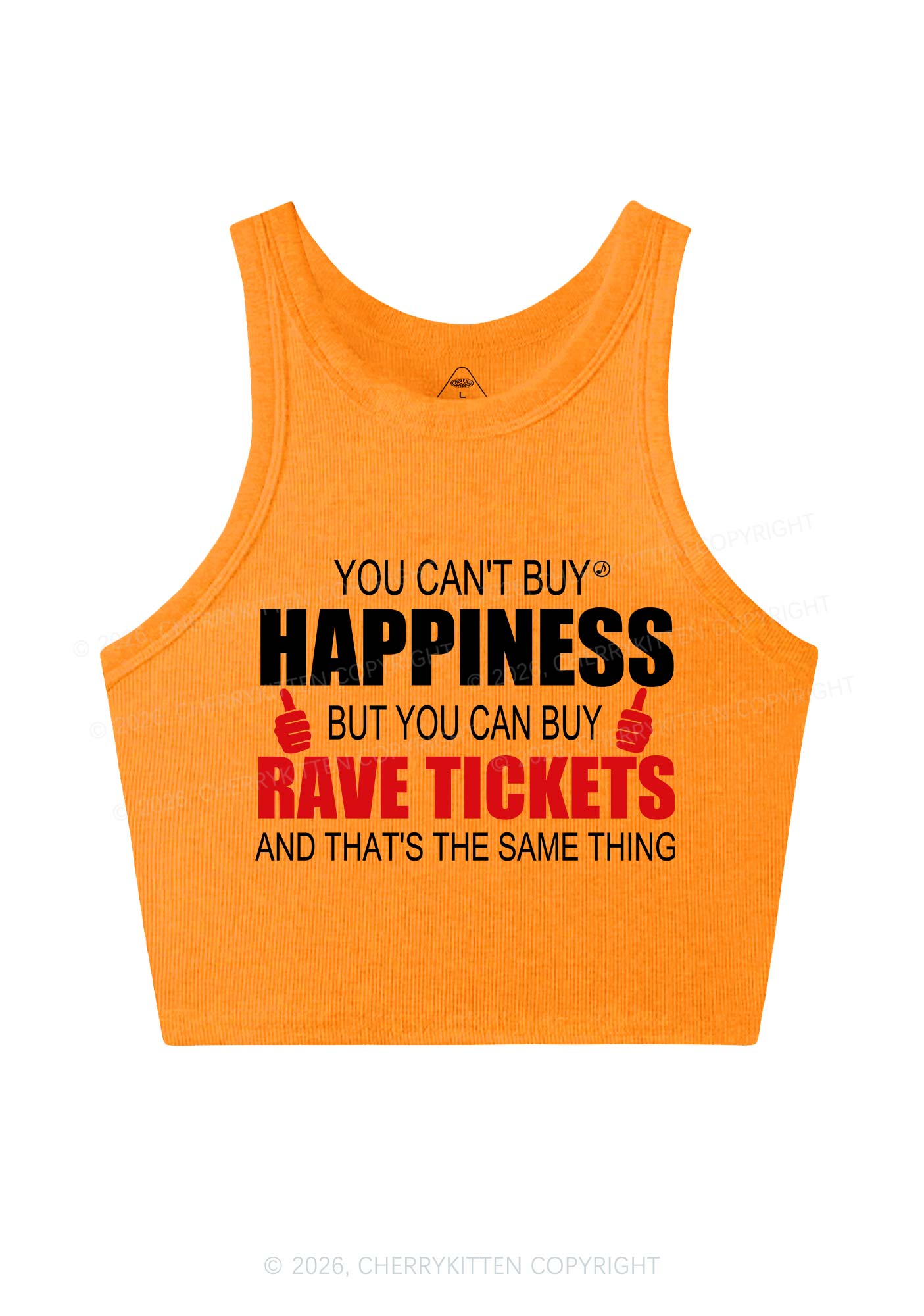 Happiness Rave Tickets Y2K Crop Tank Top Cherrykitten