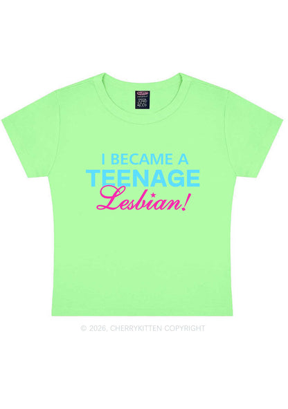 I Became A Teenage Lesbian Pride Y2K Baby Tee Cherrykitten