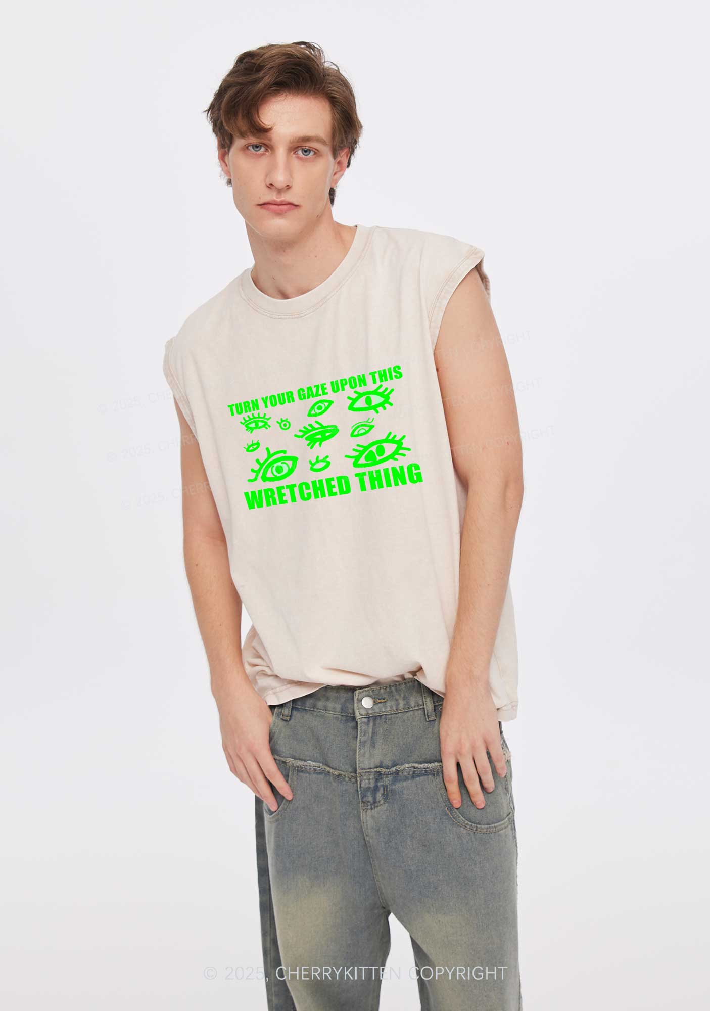 Turn Your Gaze Upon This Y2K Washed Muscle Tank Cherrykitten