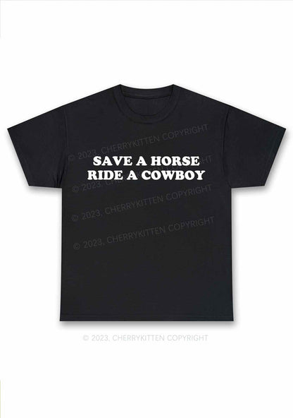 Save A Horse Ride A Cowboy Y2K Chunky Shirt Cherrykitten