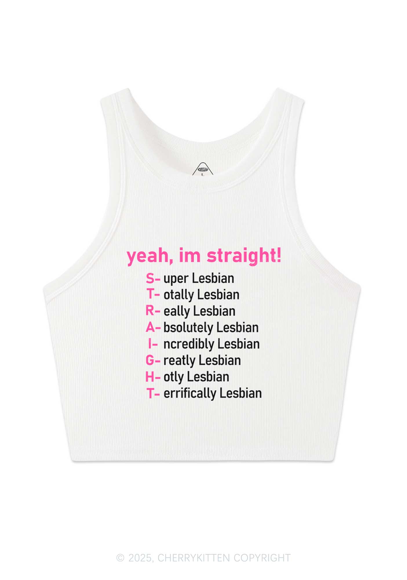 Straight Lesbian Y2K Crop Tank Top Cherrykitten