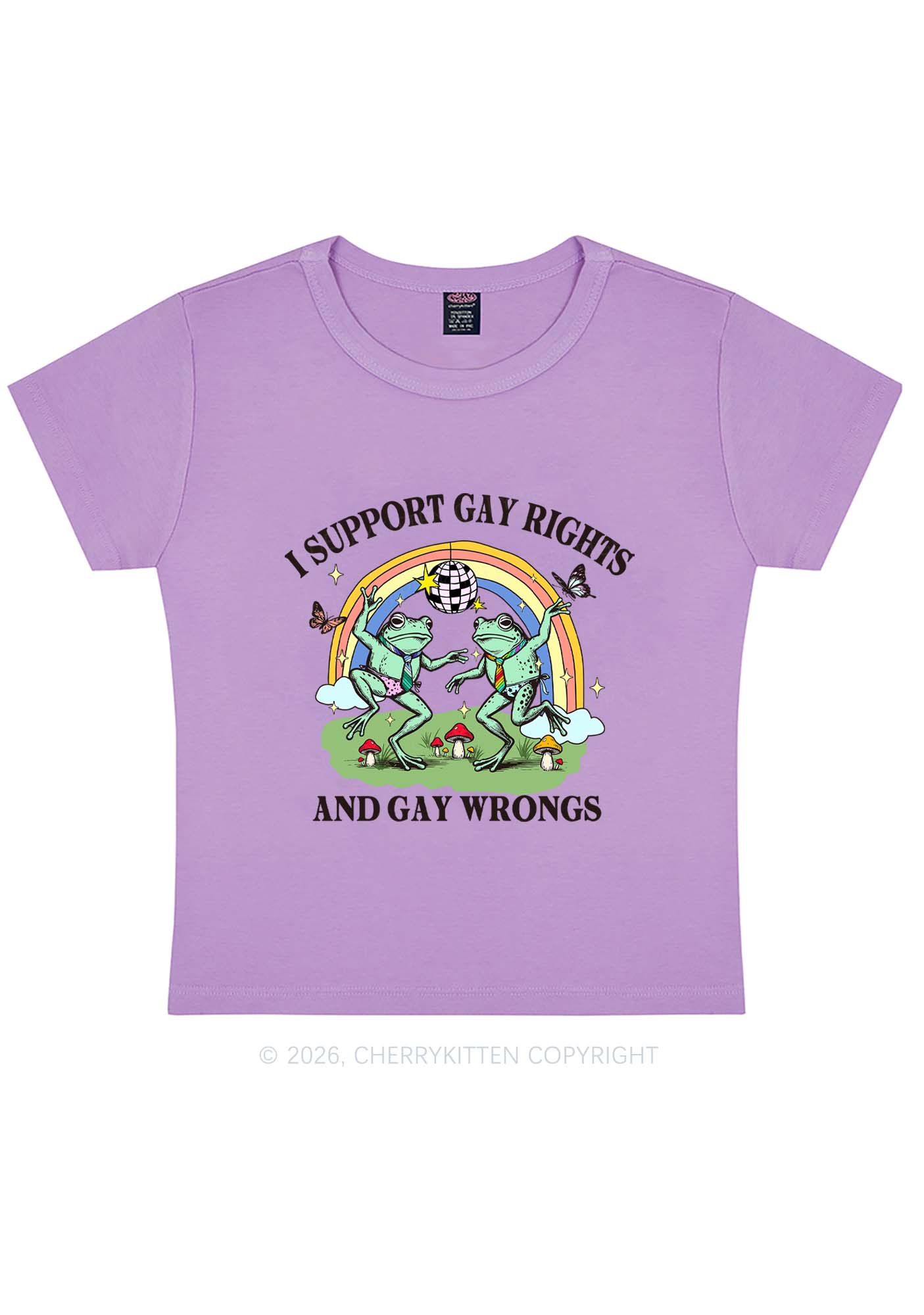 I Support Gay Rights Disco Frogs Y2K Baby Tee Cherrykitten