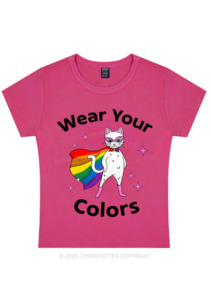 Pride Flag Cat Y2K Baby Tee Cherrykitten