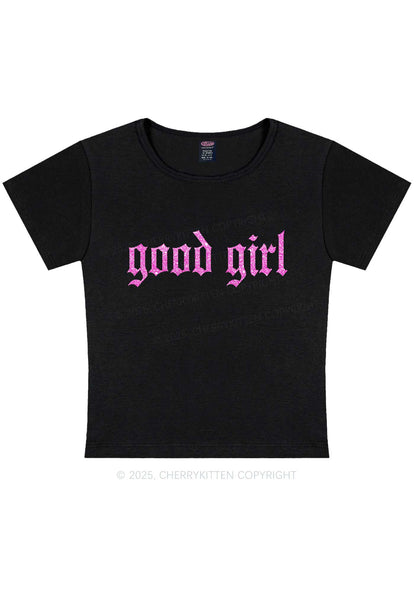 Glitter Good Girl Y2K Baby Tee Cherrykitten