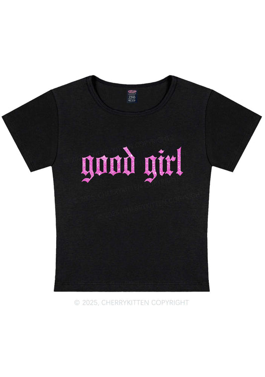 Glitter Good Girl Y2K Baby Tee Cherrykitten
