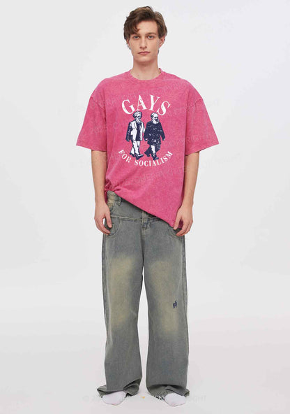Gays For Socialism Pride Y2K Shirts Washed Tee Cherrykitten