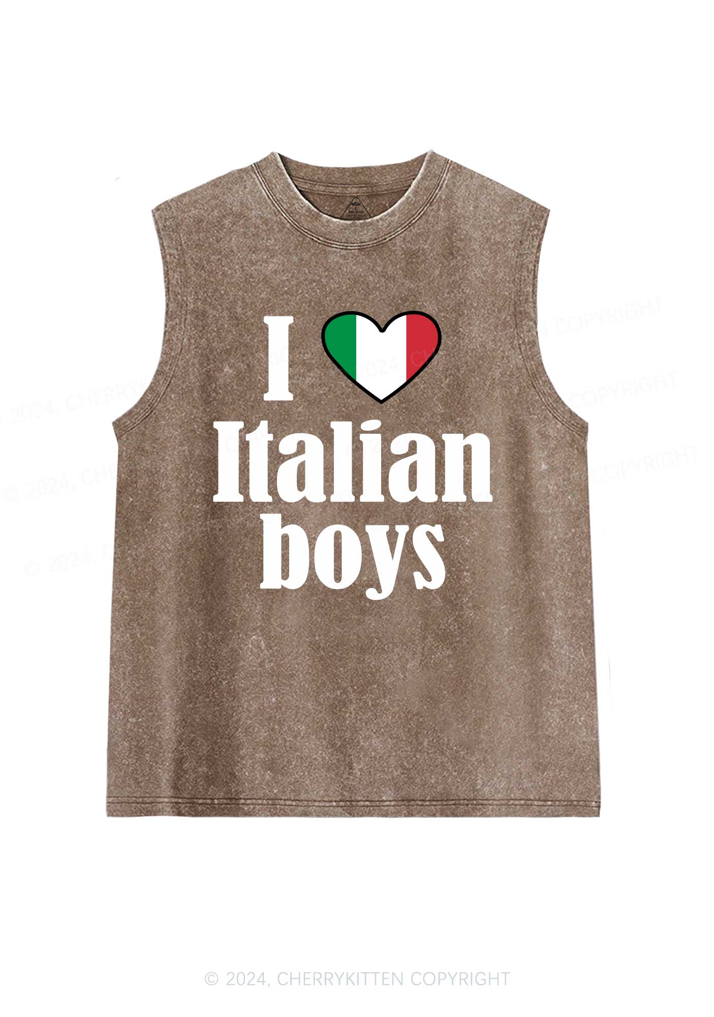 I Love Italian Boys Y2K Washed Tank Cherrykitten