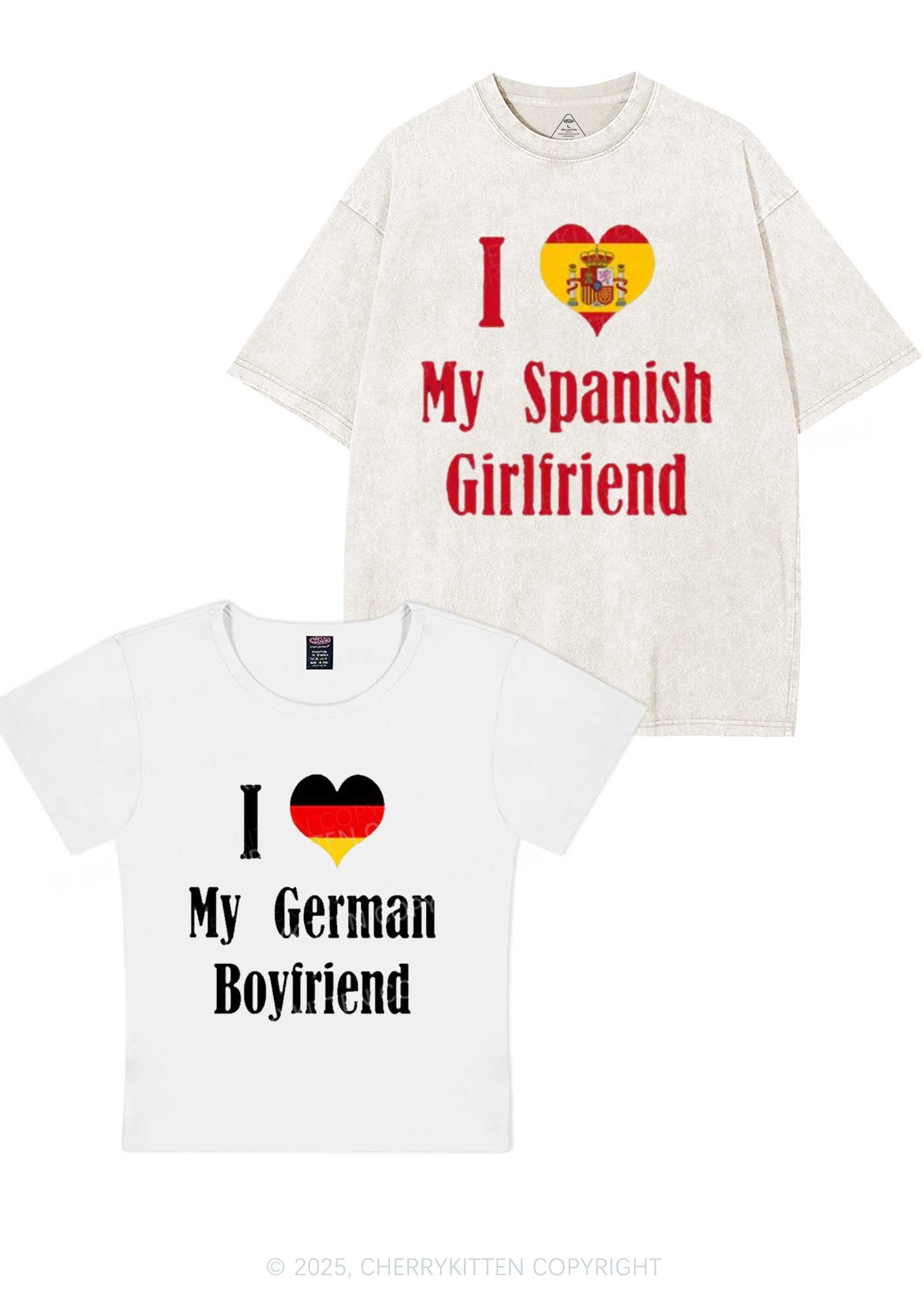 Custom Country Y2K Valentine's Day Couple Shirt Cherrykitten