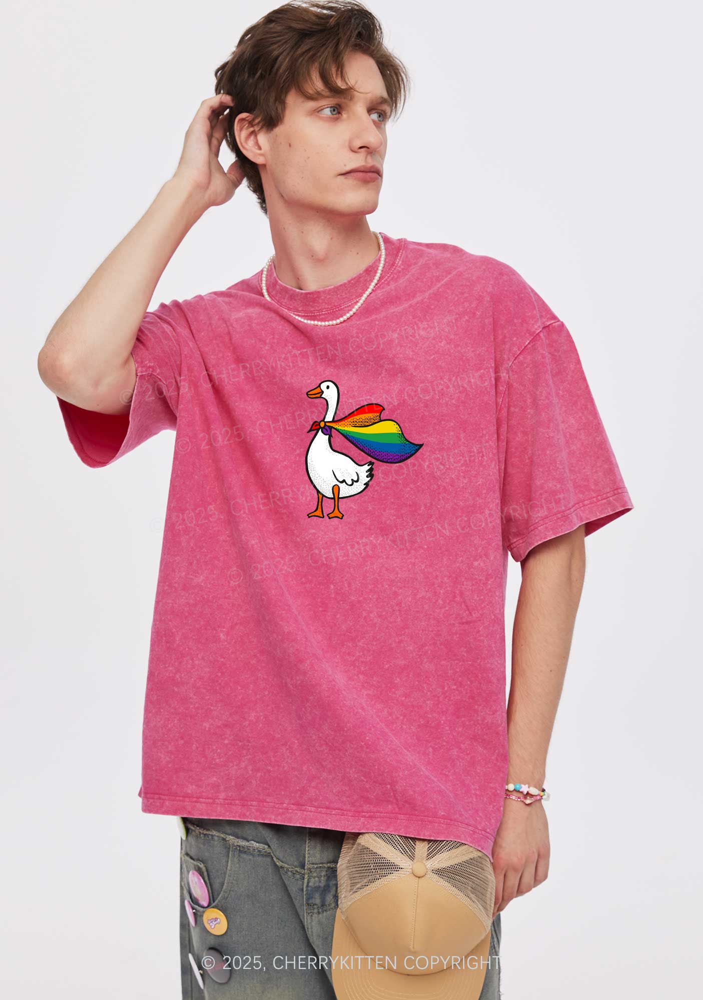 Pride Goose Y2K Shirts Washed Tee Cherrykitten