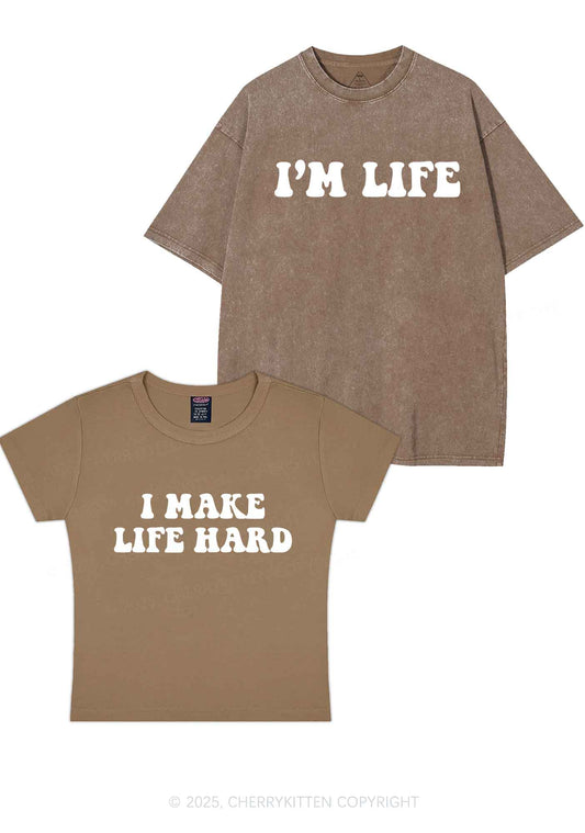 I Make Life Hard Y2K Valentine's Day Couple Shirt Cherrykitten