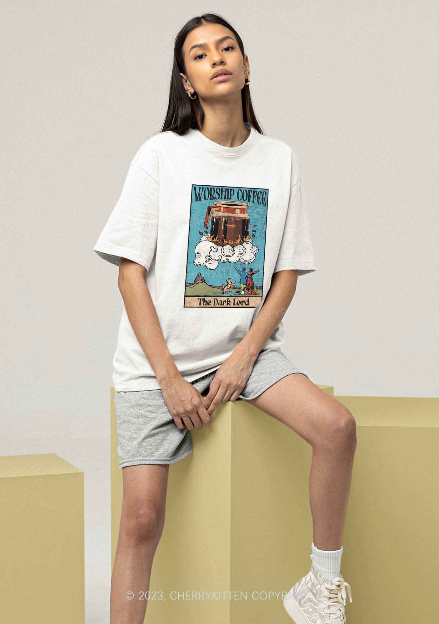 Worship Coffee Y2K Chunky Shirt Cherrykitten