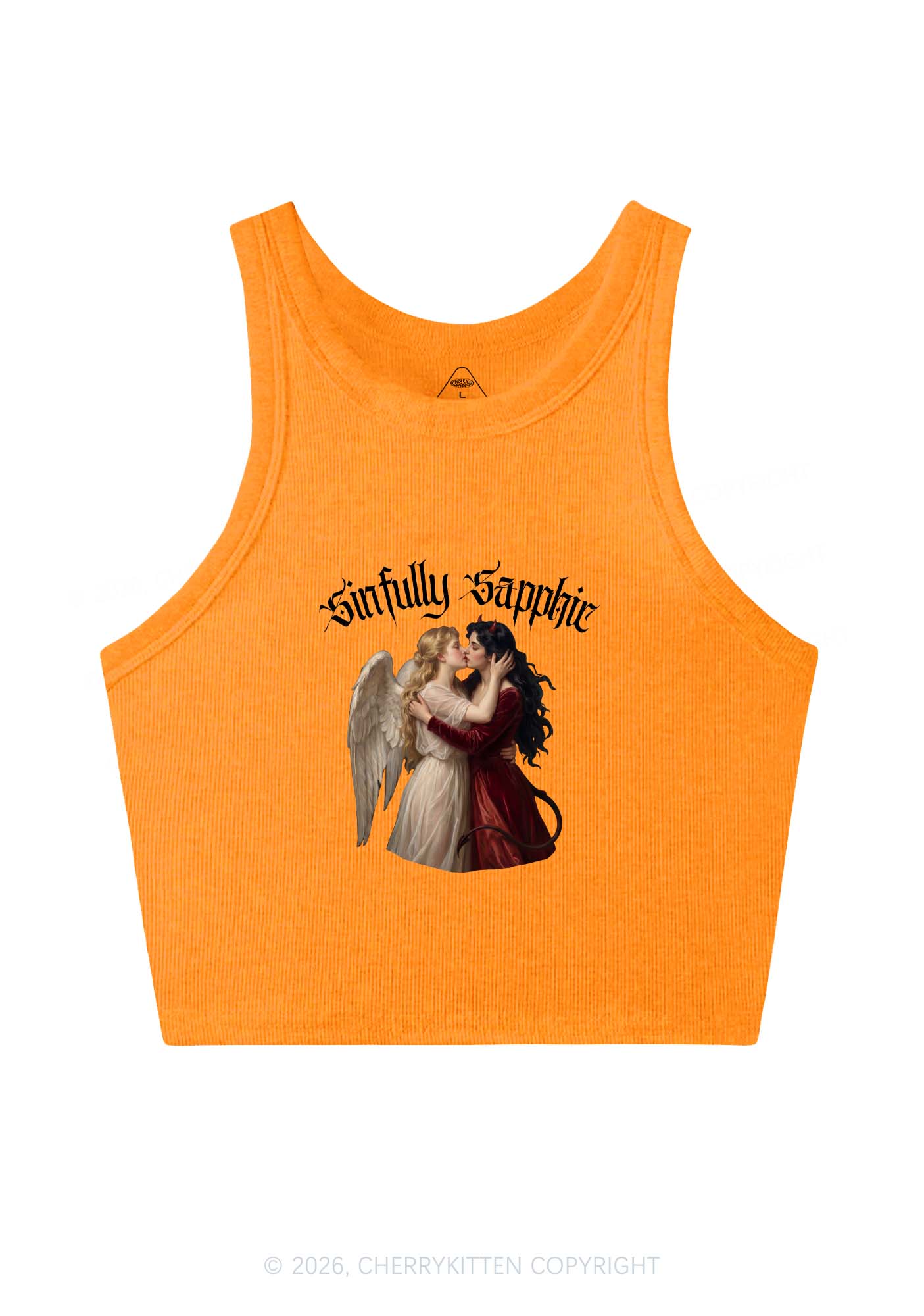 Sinfully Sapphic Pride Y2K Crop Tank Top Cherrykitten