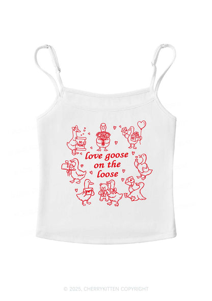 Love Goose On The Loose Valentine's Day Y2K Spaghetti Strap Cami Cherrykitten