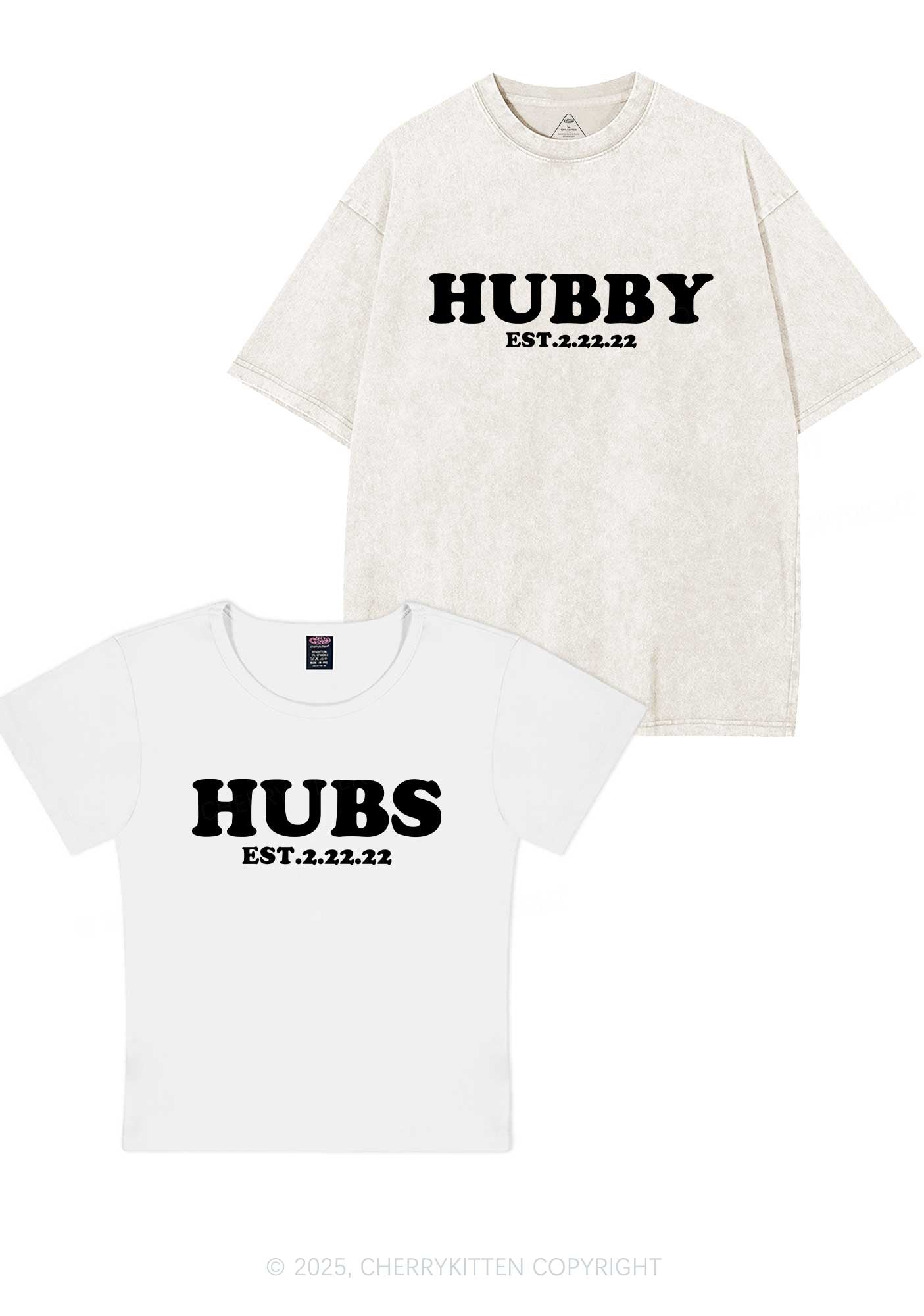 Hubs Hubby Y2K Valentine's Day Couple Shirt Cherrykitten