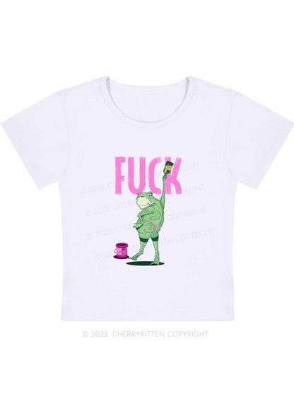 Curvy Frog Painting Fxck Y2K Baby Tee Cherrykitten