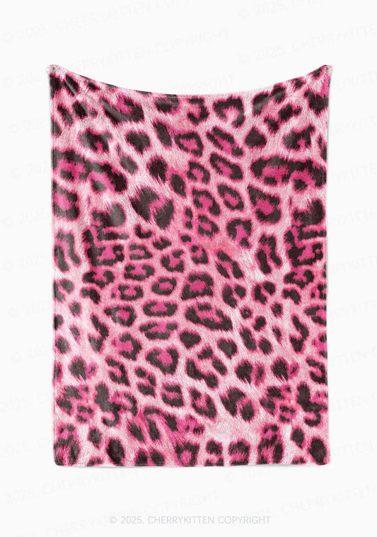 Pink Leopard Valentine's Day Y2K Plush Blanket Cherrykitten