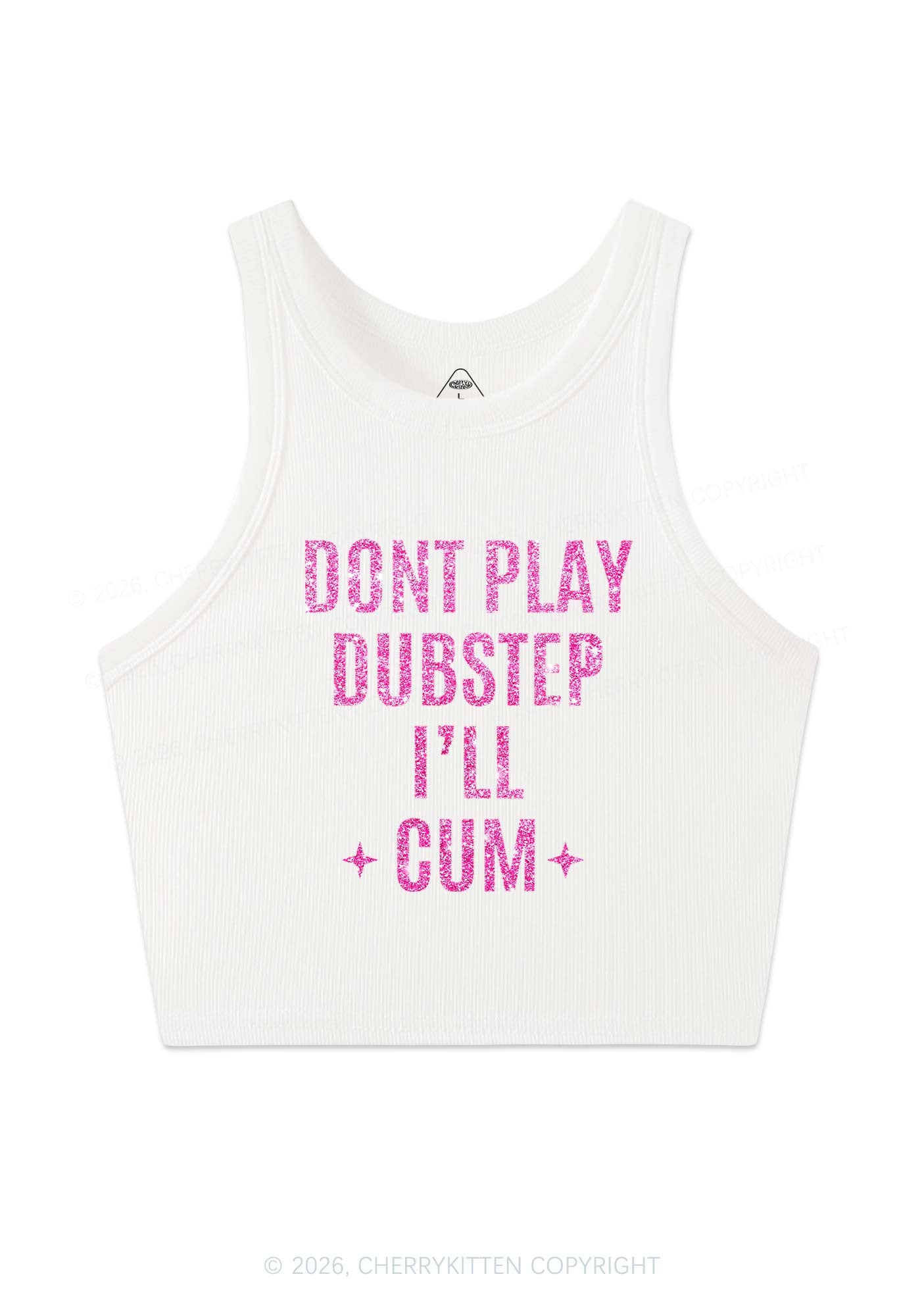 Glitter Dont Play Dubstep Y2K Crop Tank Top Cherrykitten