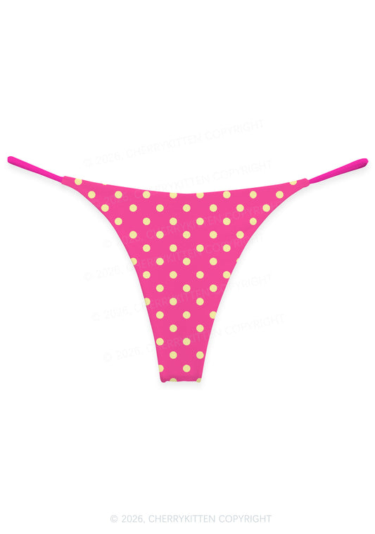 Yellow Dots On Hot Pink Y2K Print Bikini String Thong Cherrykitten